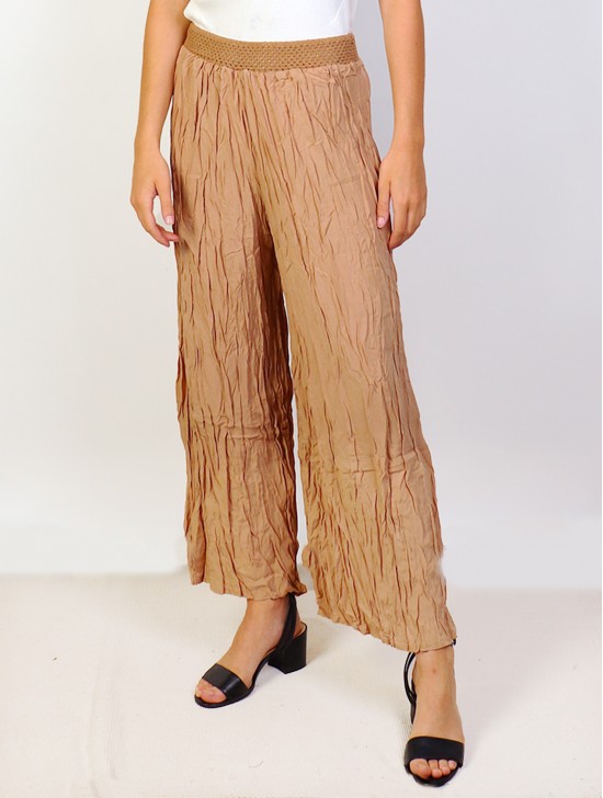 Solid Color Wide-Leg Full-length Pants